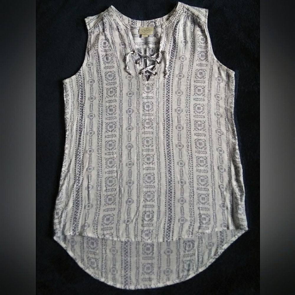 St. John's Bay Sleeveless Blouse with Lace Up Neckline Size S